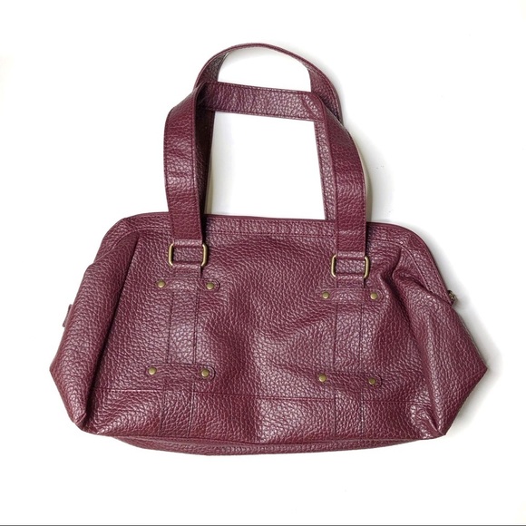 Estée Lauder Faux Pebbled Leather Bag Marooon - Picture 5 of 8